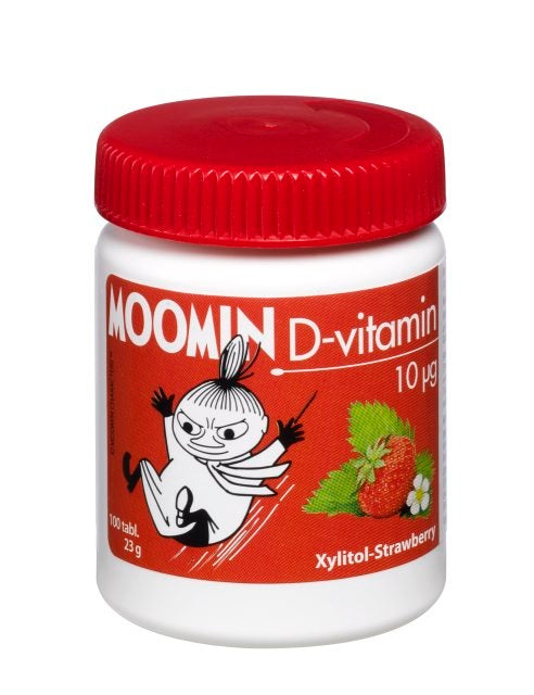 MOOMIN D-vitamiini 10 µg Xylitol mansikka 100 tablettia