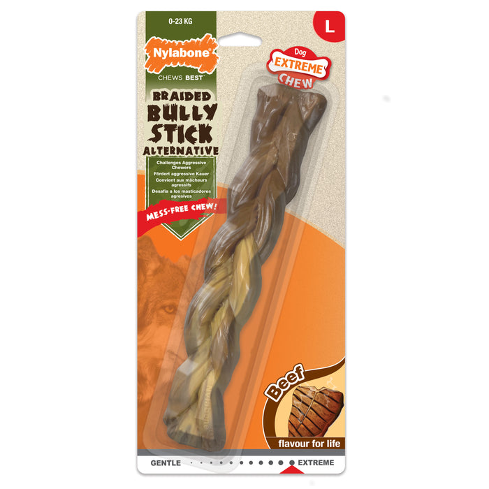 Nylabone Extreme Chew Braided Bully Stick purulelu liha L