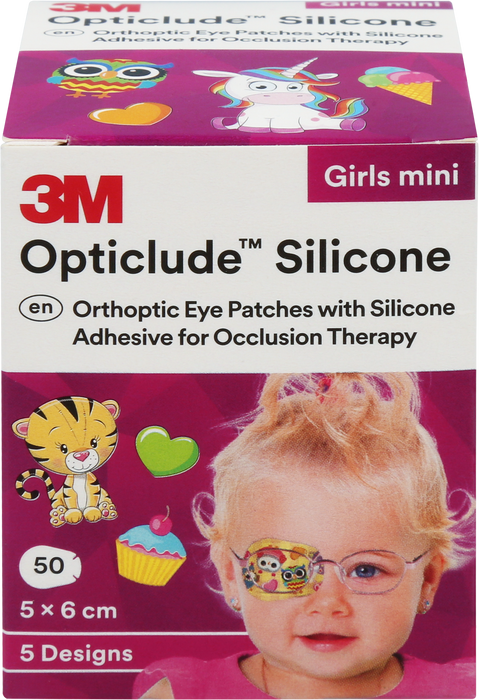 Opticlude Silicone Mini silmälappu 0-3 vuotiaille tytöille lajitelma 50 kpl