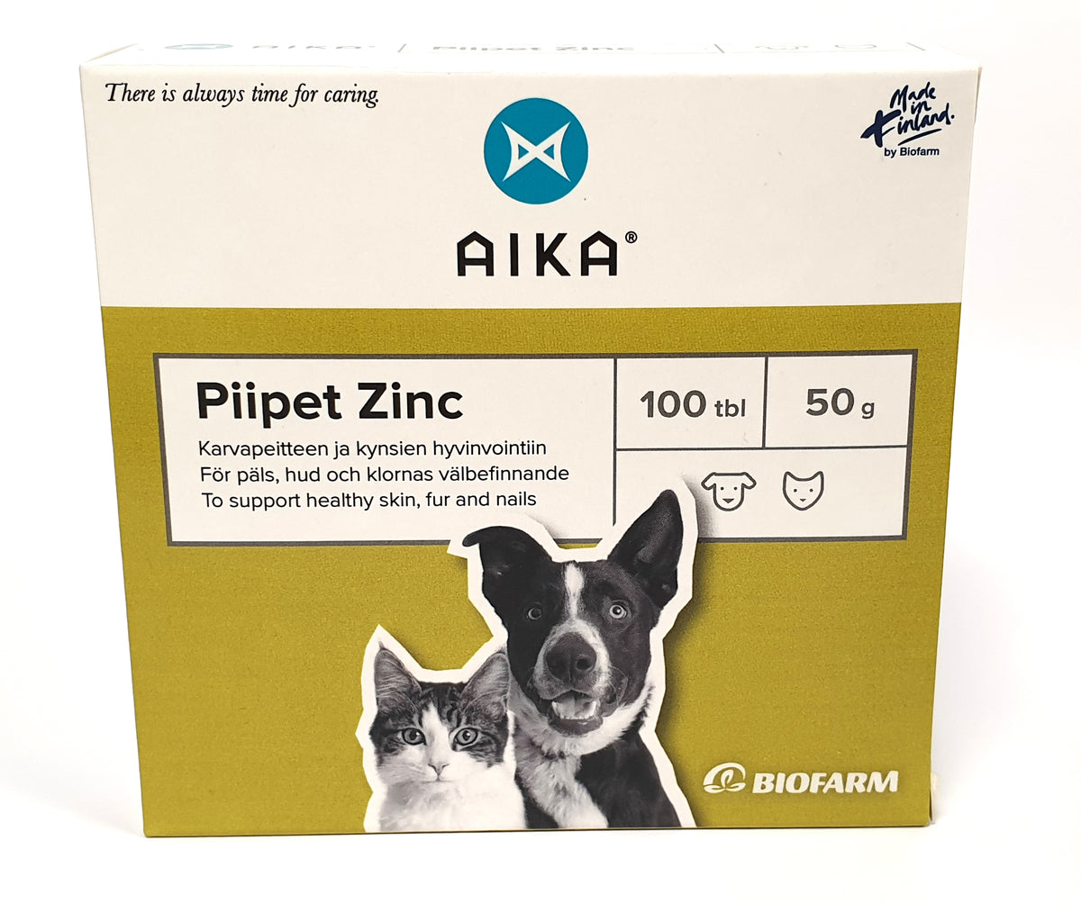 AIKA Piipet Zinc kissalle ja koiralle 100 tablettia