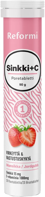 Reformi Sinkki + C pore mansikka 20 tablettia