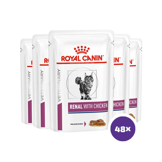 Royal Canin Veterinary Diets Renal Chicken kissan märkäruoka 48 x 85 g SÄÄSTÖPAKKAUS