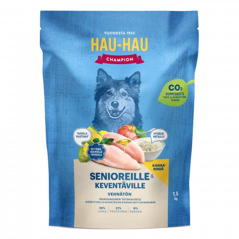 Hau-Hau Champion Kanaa ja riisiä senioreille ja keventäville 1,5 kg