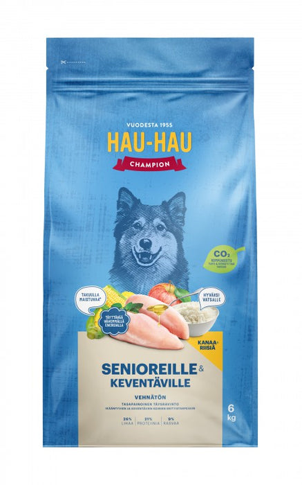 Hau-Hau Champion Kanaa ja riisiä senioreille ja keventäville 6 kg