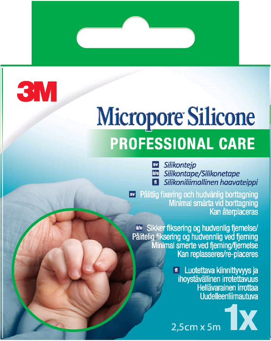 Micropore silikoniteippi yksittäispakattu 2,5 cm x 5 m 1 kpl