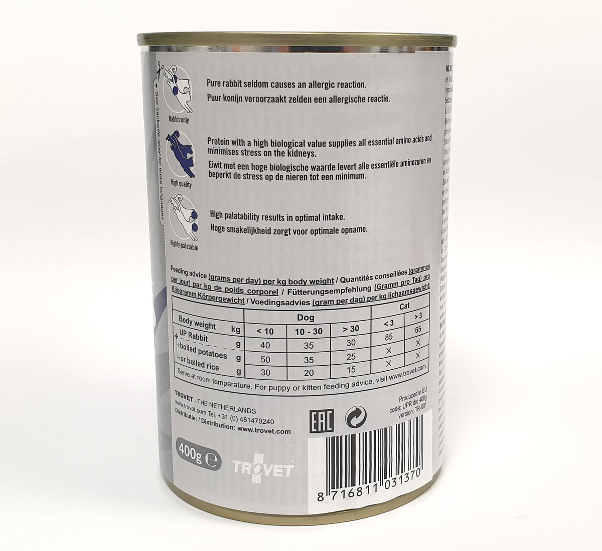 Trovet Unique Protein UPR kani kissalle ja koiralle 6 x 400 g